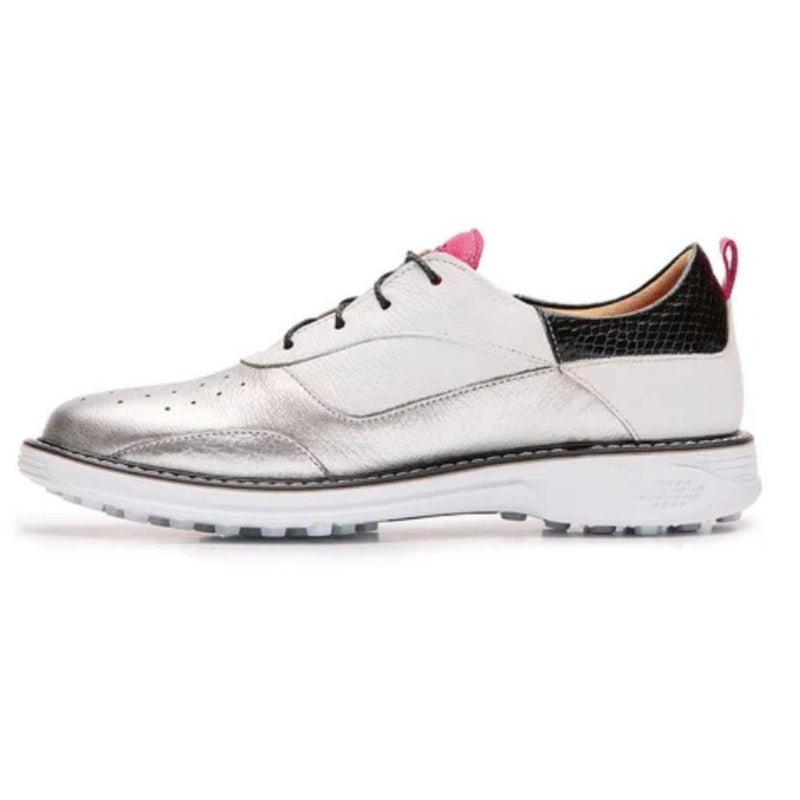 Zapatos de Golf Boxto Inspiration Romance Spikeless - Blanco y Plateado (Mujer)