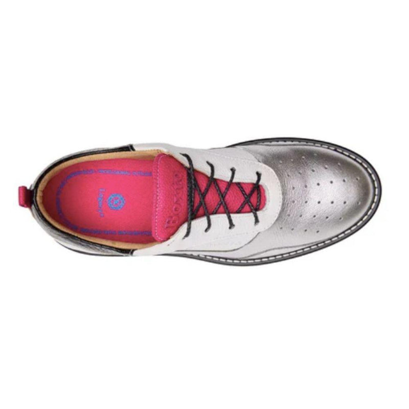 Zapatos de Golf Boxto Inspiration Romance Spikeless - Blanco y Plateado (Mujer)