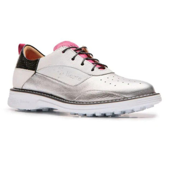 Zapatos de Golf Boxto Inspiration Romance Spikeless - Blanco y Plateado (Mujer)